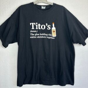 Tito's Vodka Graphic Print Tee T Shirt Mens 2XL Black Short Sleeve 100% Cotton
